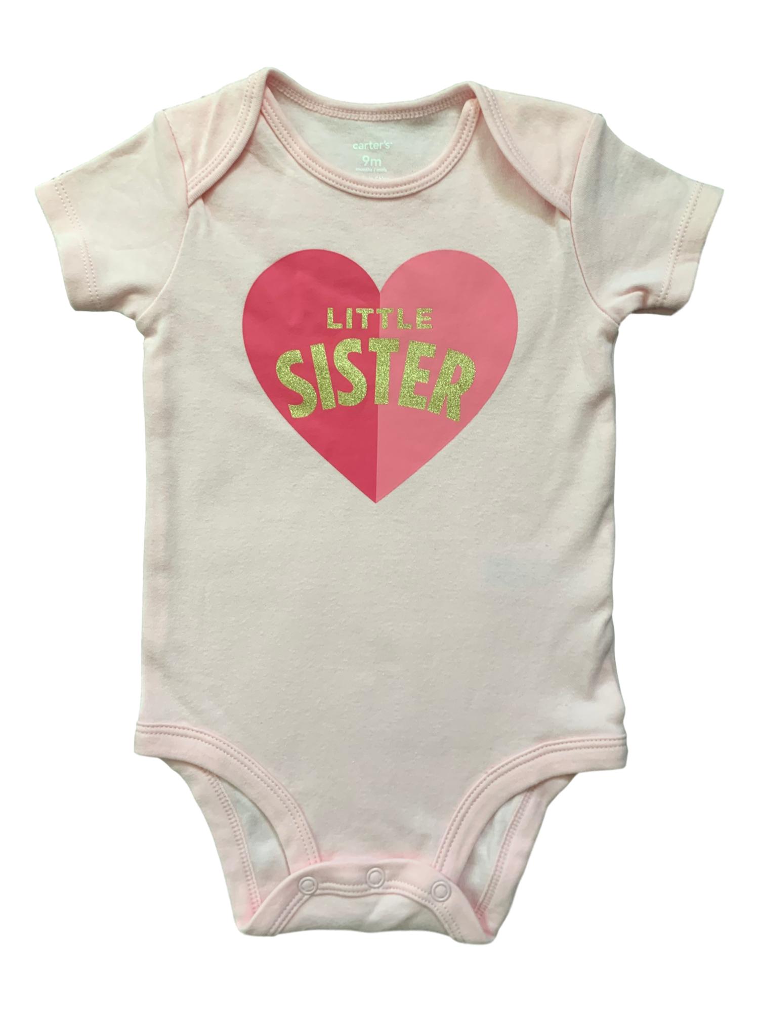 Carter's Infant Girls Light Pink Little Sister Short Sleeve Bodysuit Creeper 9M