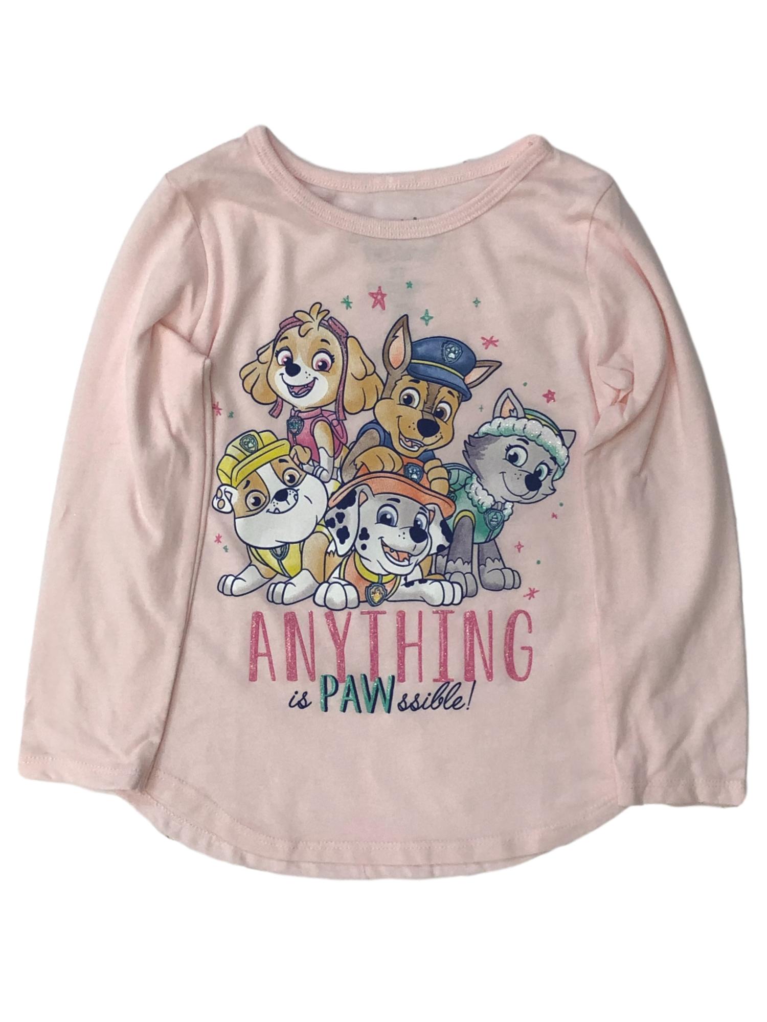 Paw Patrol Toddler Girls Pink Puppy Anything is Pawssible T-Shirt Tee Shirt