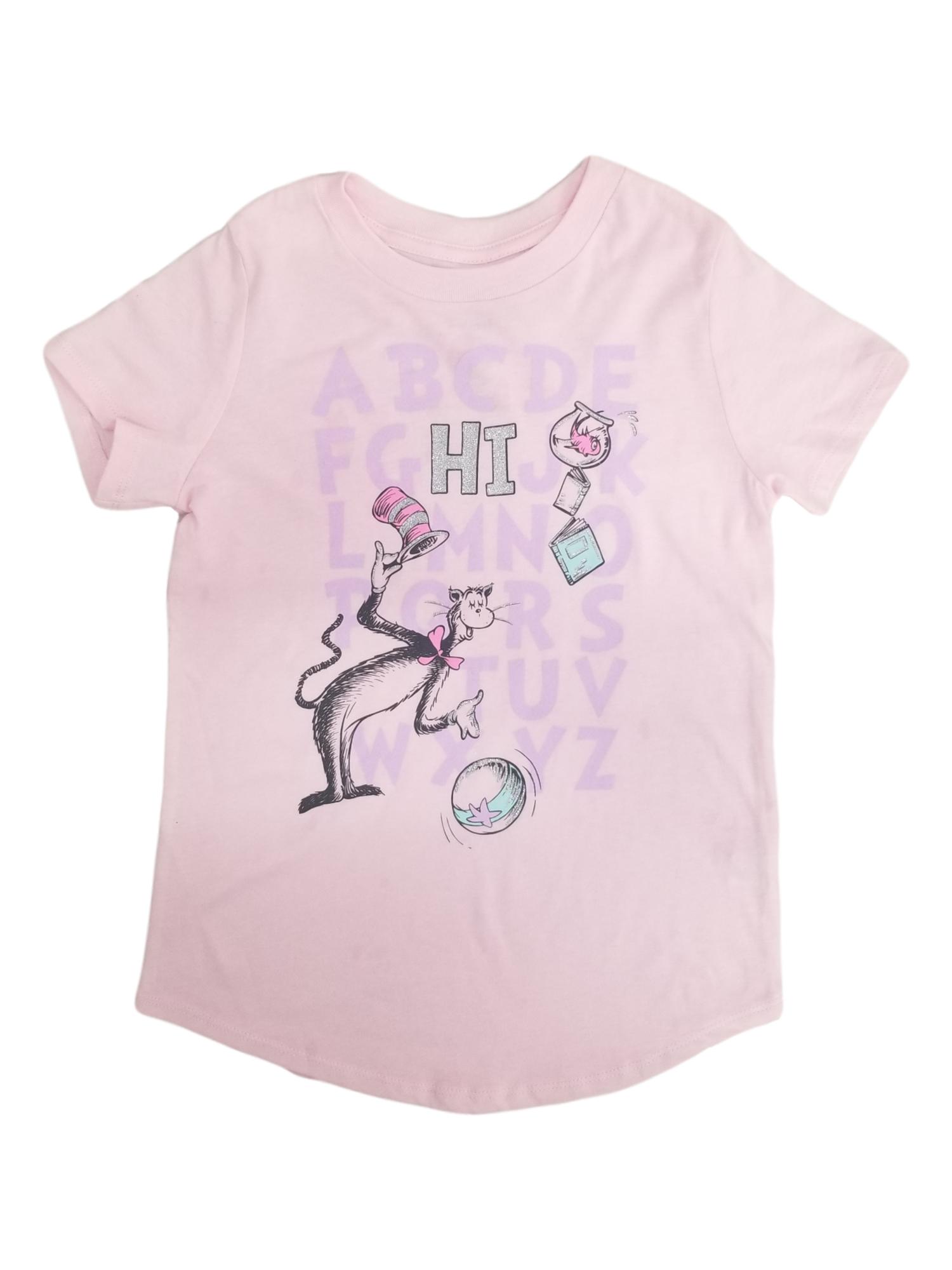 Jumping Beans Cat In The Hat Toddler Girls Pink Purple Abc Glitter T Shirt Tee Shirt