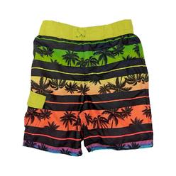 Arizona Boys Tropical Orange & Green Stripe Palm Tree Print Swim Trunk Board Shorts