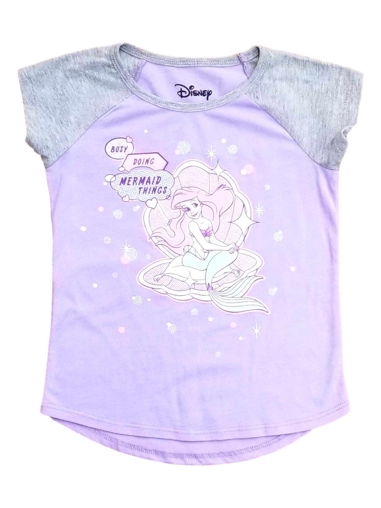 Disney Little Mermaid Toddler Girls Purple Gray Ariel T Shirt