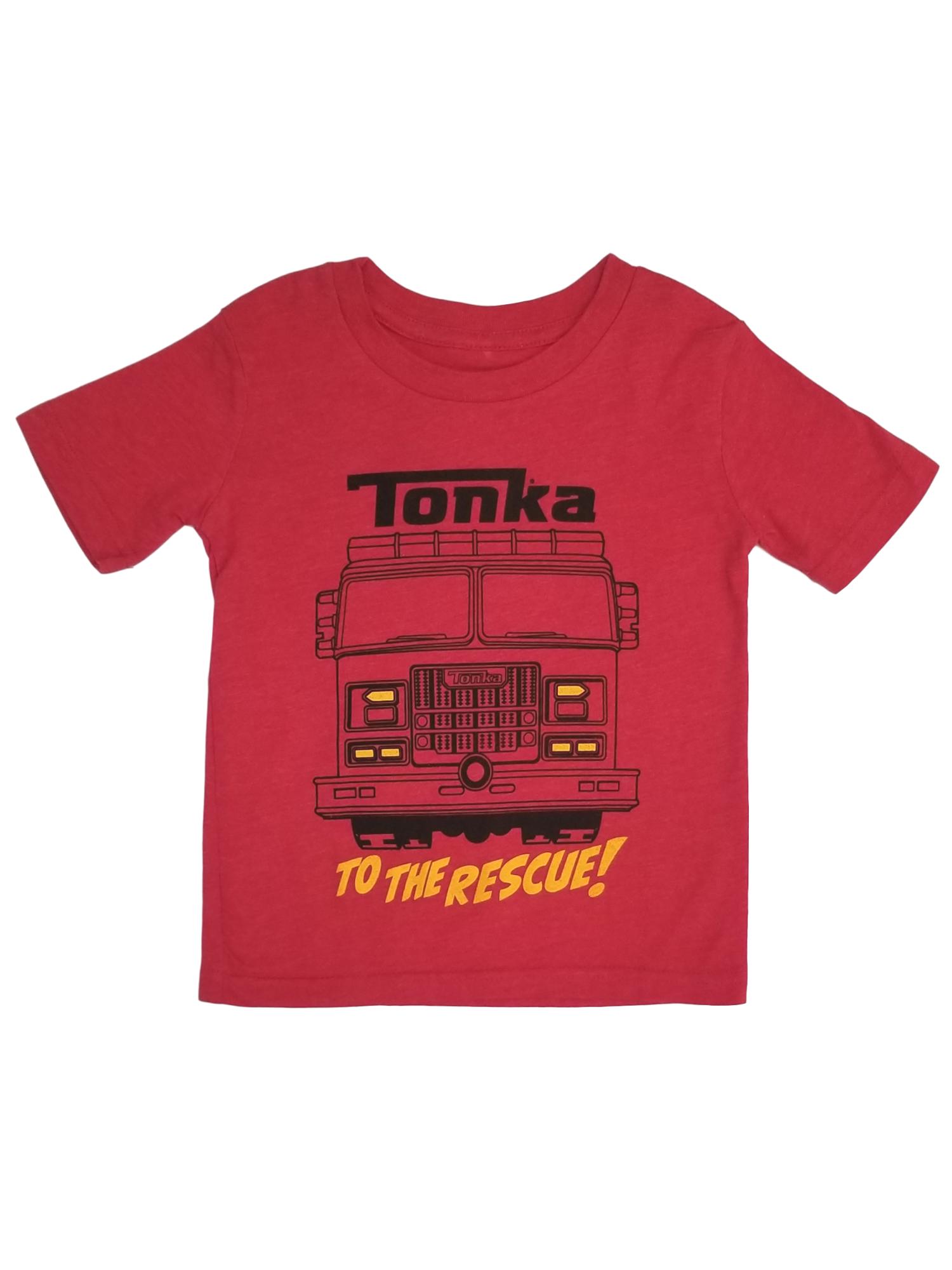 Tonka Toddler Boys Red Short Sleeve Fire Truck T-Shirt Rescue Tee Shirt