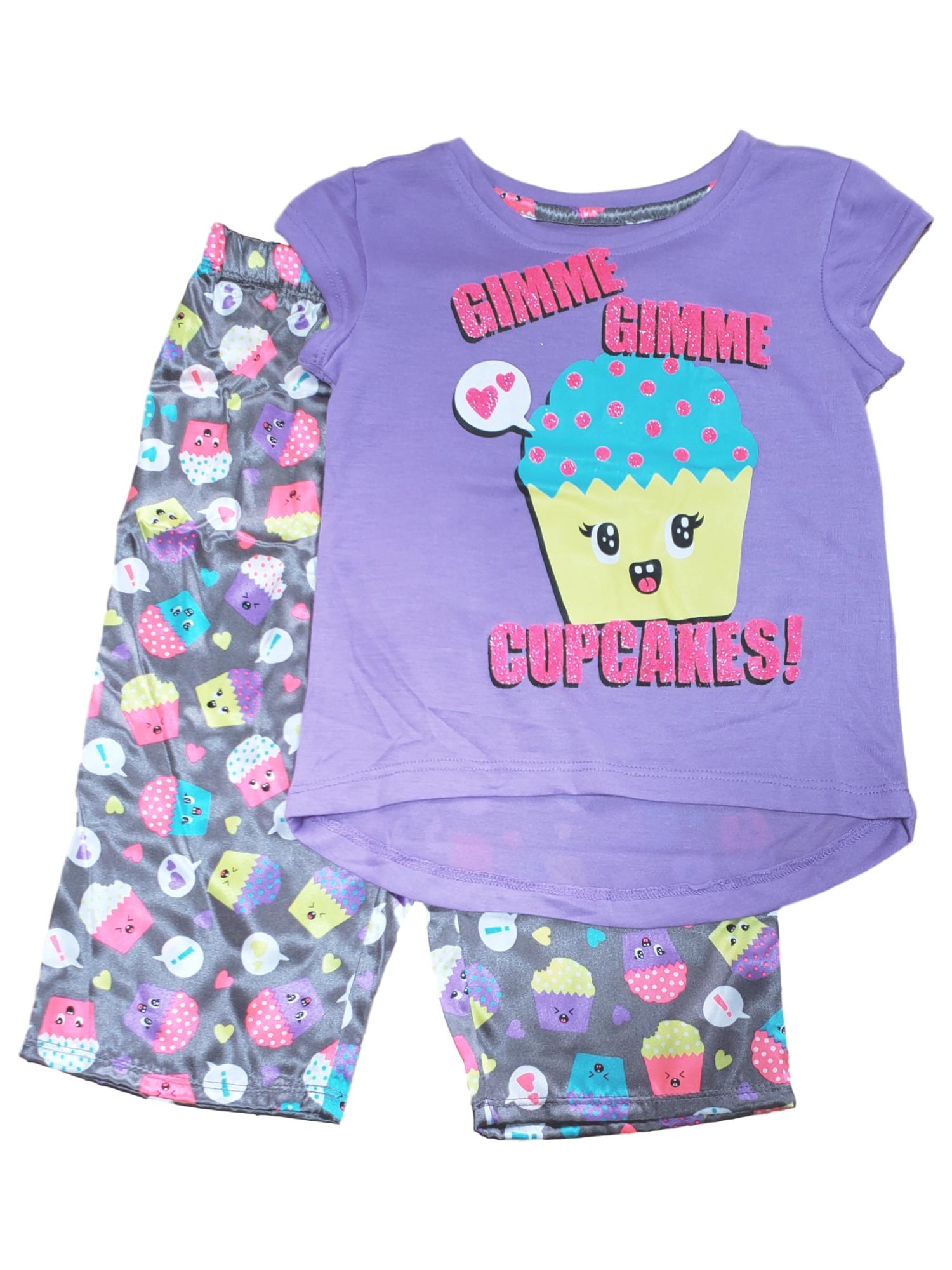 Joe Boxer Girls Gimme Cupcakes Glitter 2 Piece Pajama PJ Set X-Small (4/5)