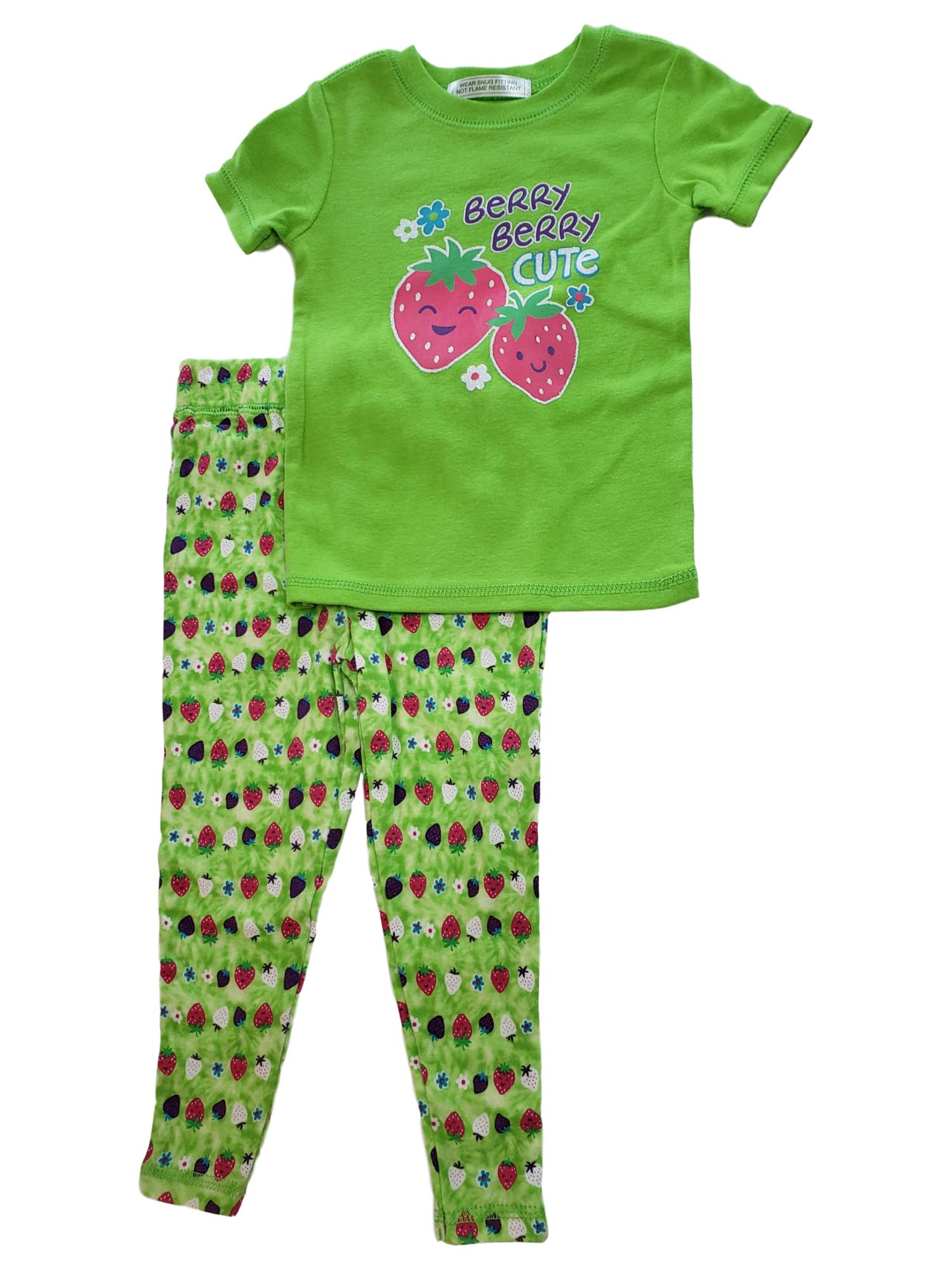 Joe Boxer Toddler Girls Berry Berry Cute Glitter 2 Pc Cotton Pajama PJ Set 2T