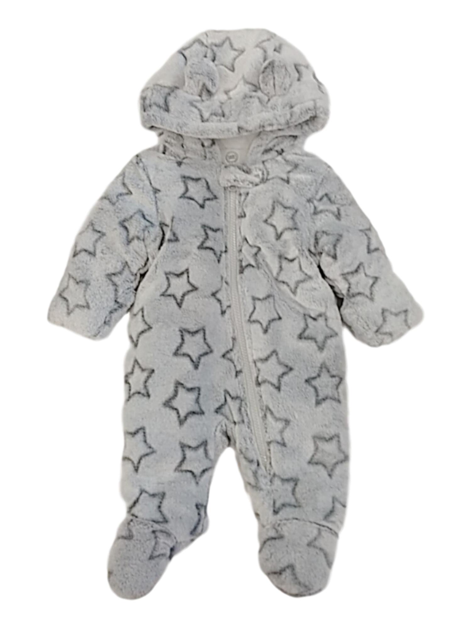 Wonder Nation Infant Boys Gray Fleece Star Snowsuit Bunting Pram Snow Suit