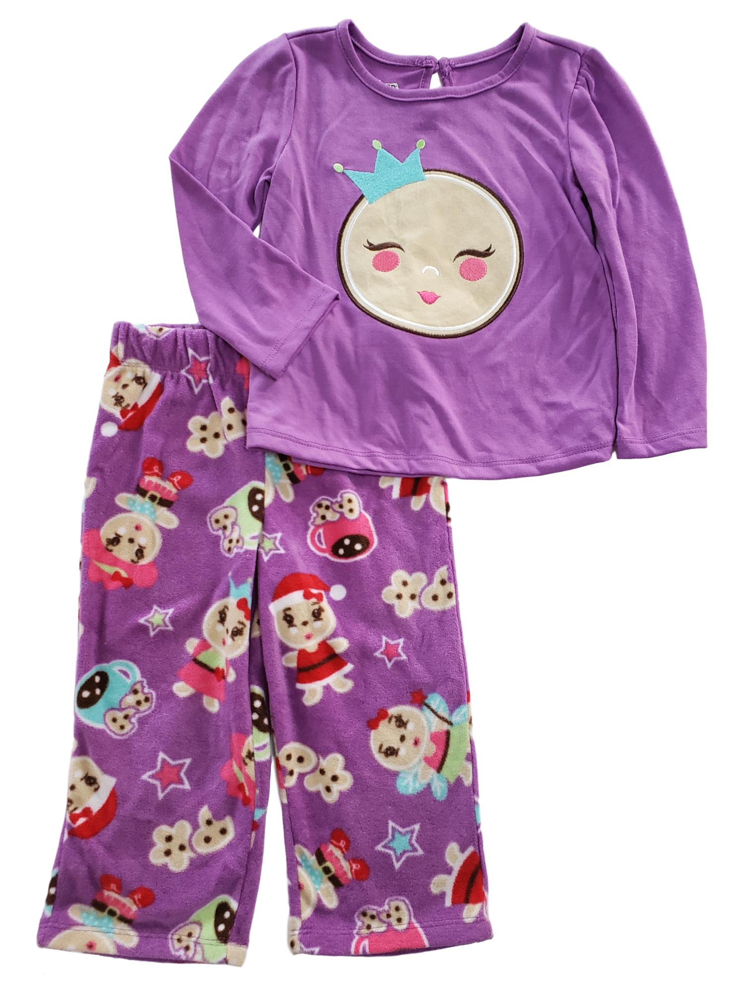 Joe Boxer Toddler Girls Purple Christmas Gingerbread Print 2 Pc Pajama PJ 2T