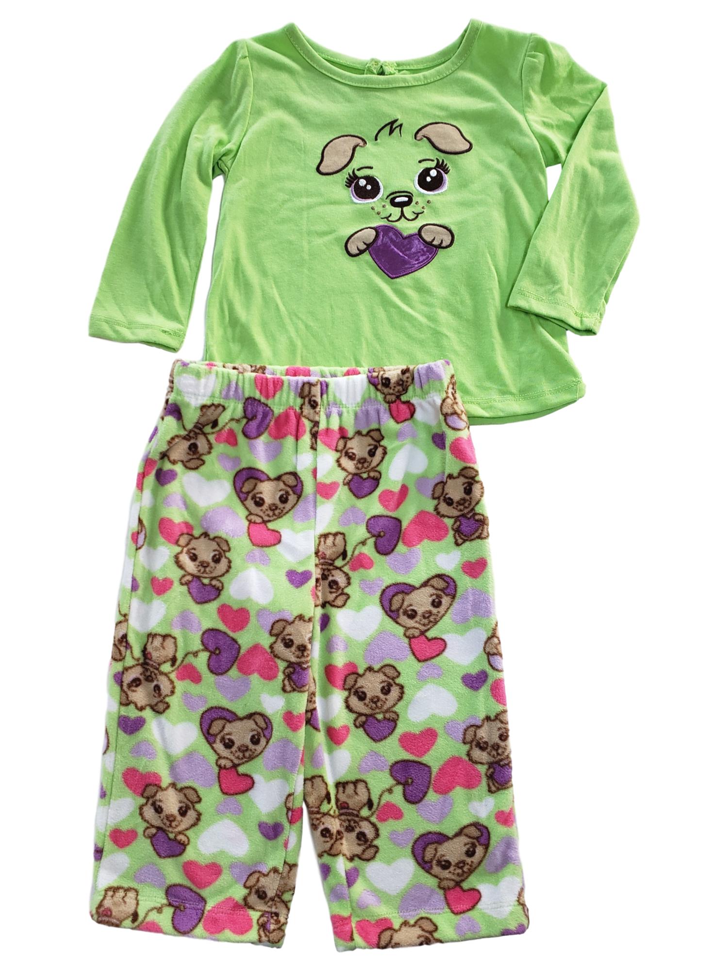 Joe Boxer Infant Baby Girls Green Pup Heart Dog Print 2 Pc Pajama PJ 18 Months