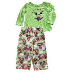 Joe Boxer Infant Baby Girls Green Pup Heart Dog Print 2 Pc Pajama PJ 18 Months