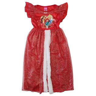 Disney Girl Red Princess Glitter Christmas Holiday Nightgown Pajama Gown X Small