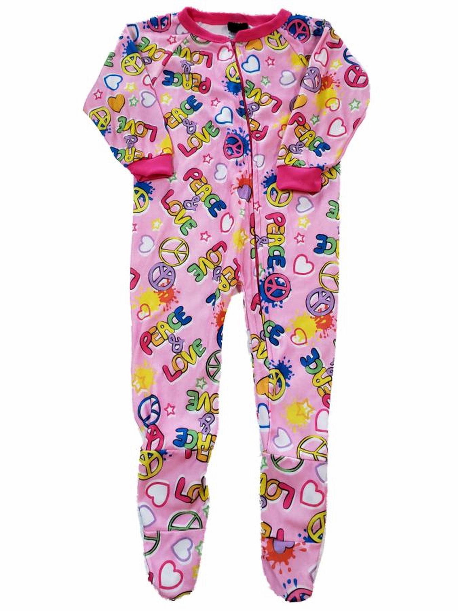 Just Love Girls Pink Peace Love Pajama Pj Footie Blanket Sleeper Sleepwear One Piece 4