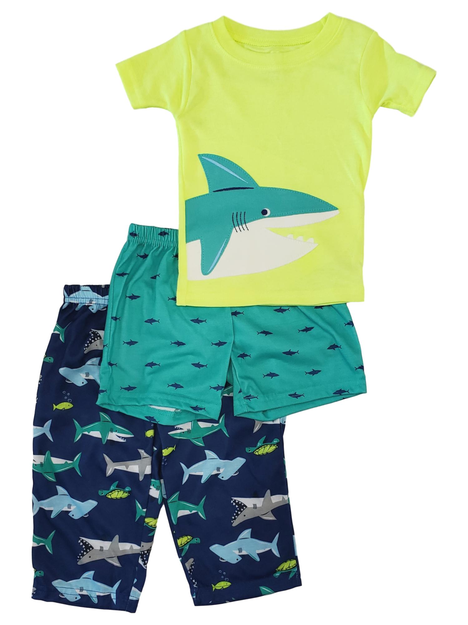 Carter's Carters Infant Baby Toddler Boy Shark Ocean Sea Life Print 3 Pc Pajama Set