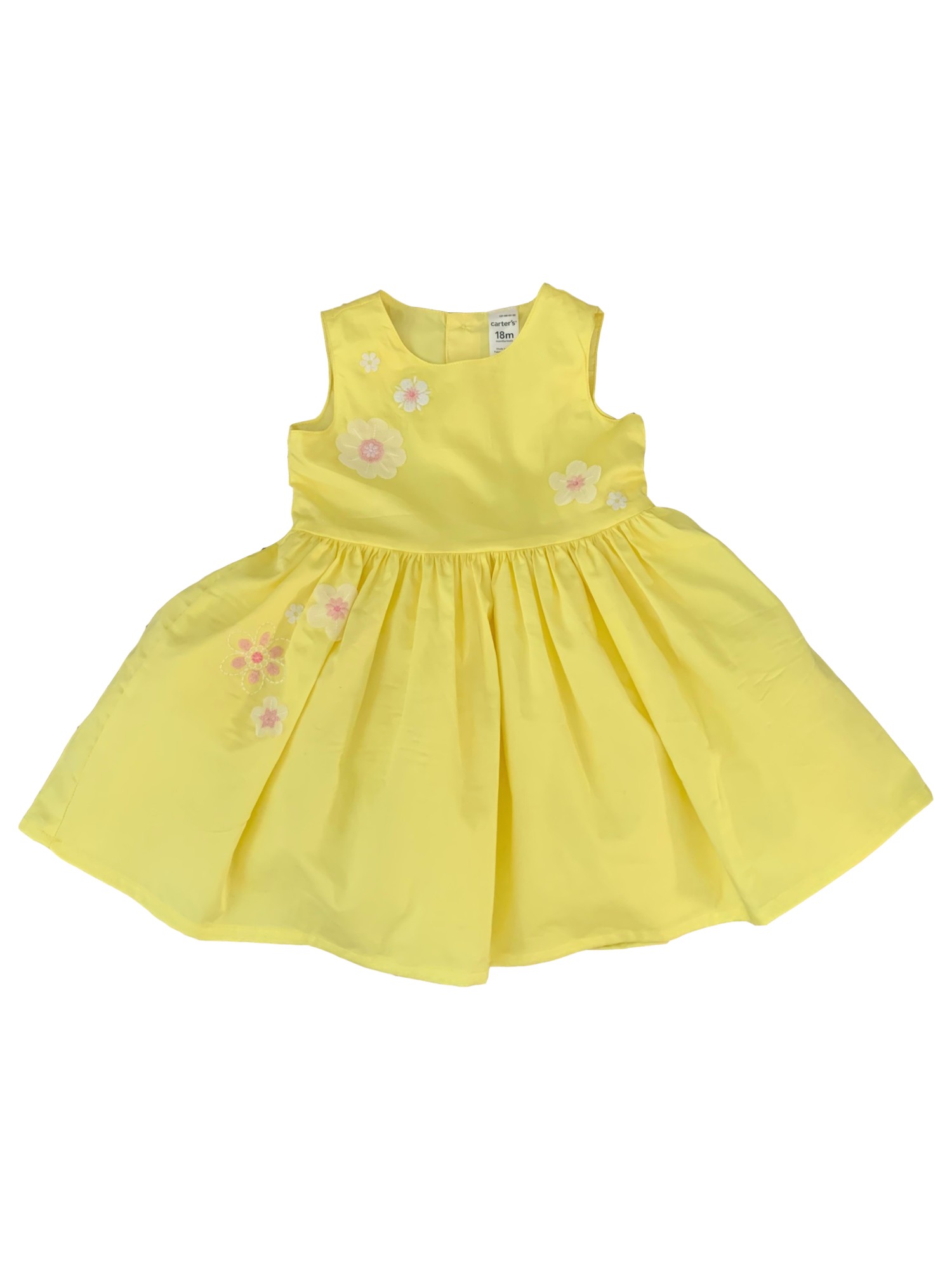 Carter's Carters Infant Girls Yellow & Pink Flower Sleeveless A-Line Dress 18M