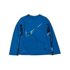 Nike Boys Dri-Fit Blue Spray Painted Swoosh Long Sleeve Tee Shirt