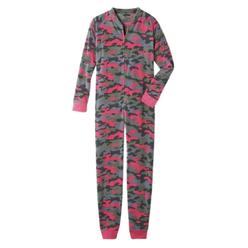 Joe Boxer Womens Pink & Green Woods Camouflage Fleece Pajama Camo Sleeper Small
