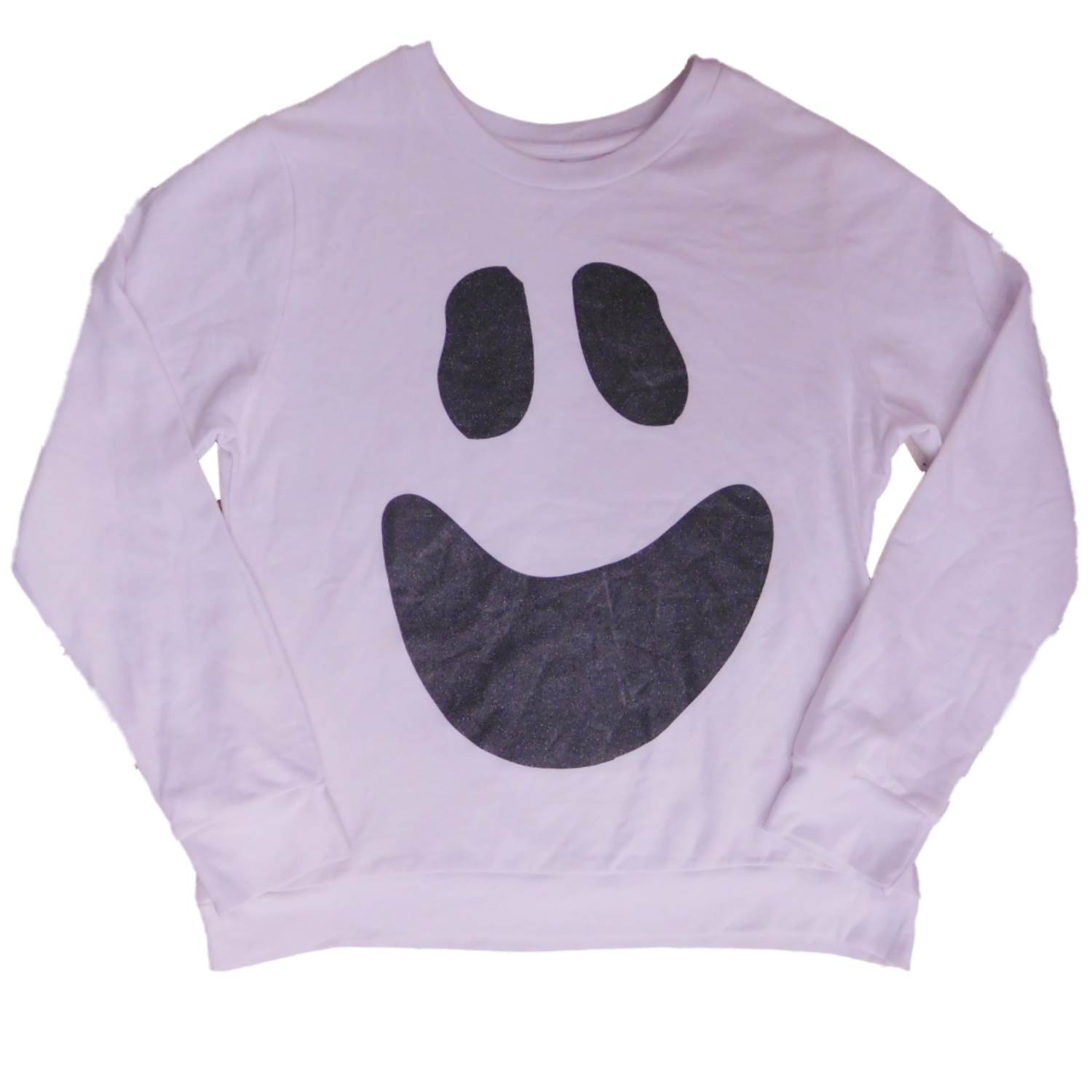 Pumpkin Womens White Glitter Ghost Halloween Sweatshirt Sweat Shirt X-Large