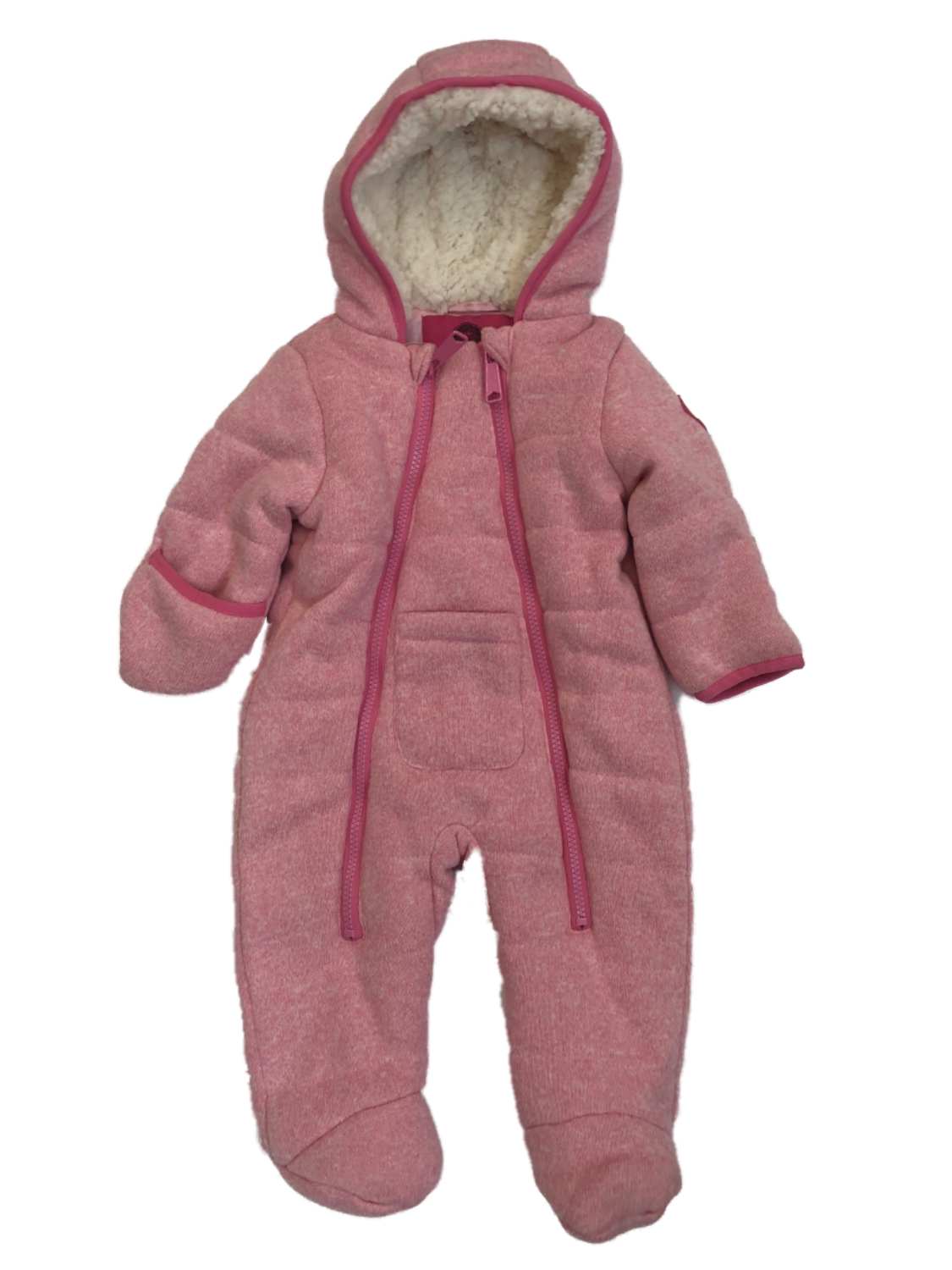 Weatherproof Infant Girls Pink Speckle Snowsuit Baby Pram Sherpa Snow Suit 6-9m