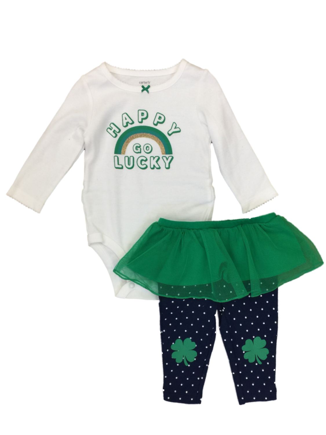 Carter's Carters Infant Girls St Patricks Day Outfit Happy Go Lucky Bodysuit & Pants NB