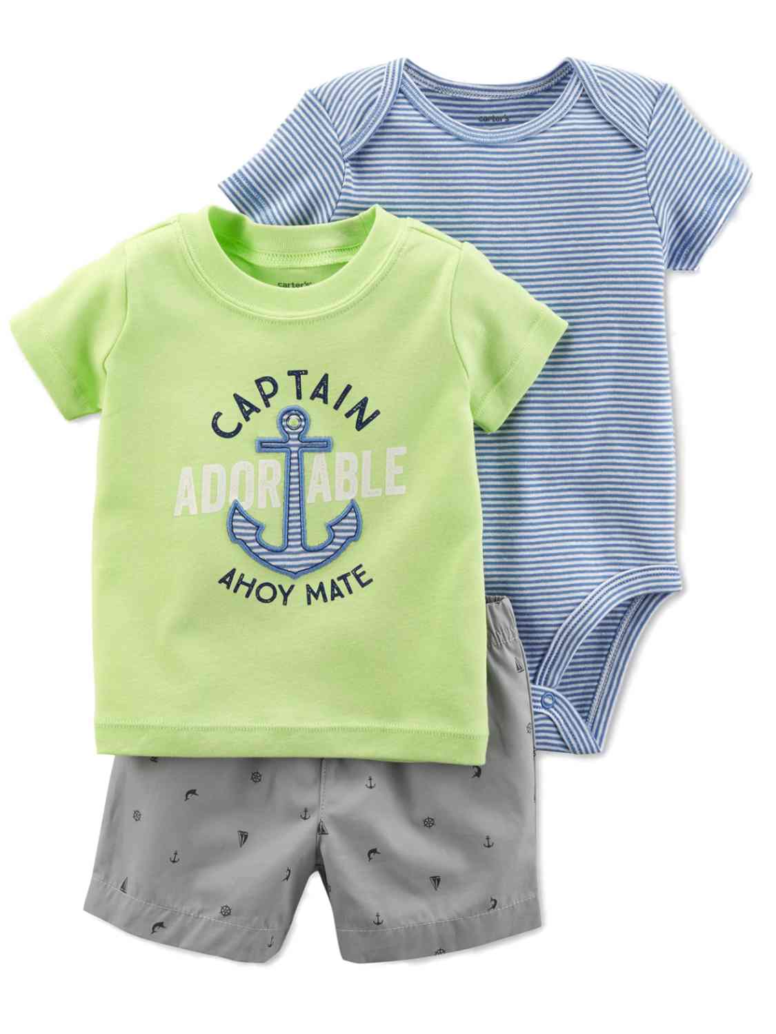 Carter's Carters Infant Boys Captain Adorable Anchor Baby Outfit Bodysuit Shirt Shorts NB