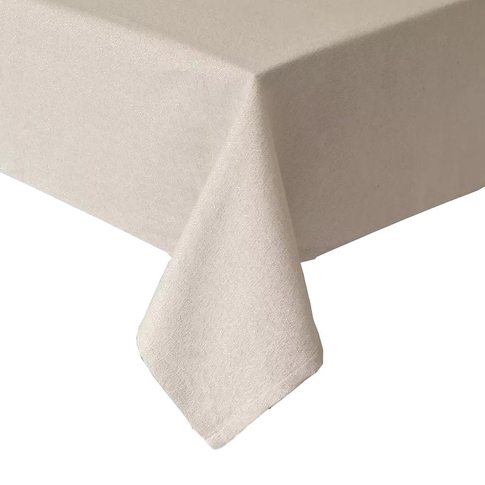 Food Network Metallic Silver Shine Fabric Tablecloth, 70" Round