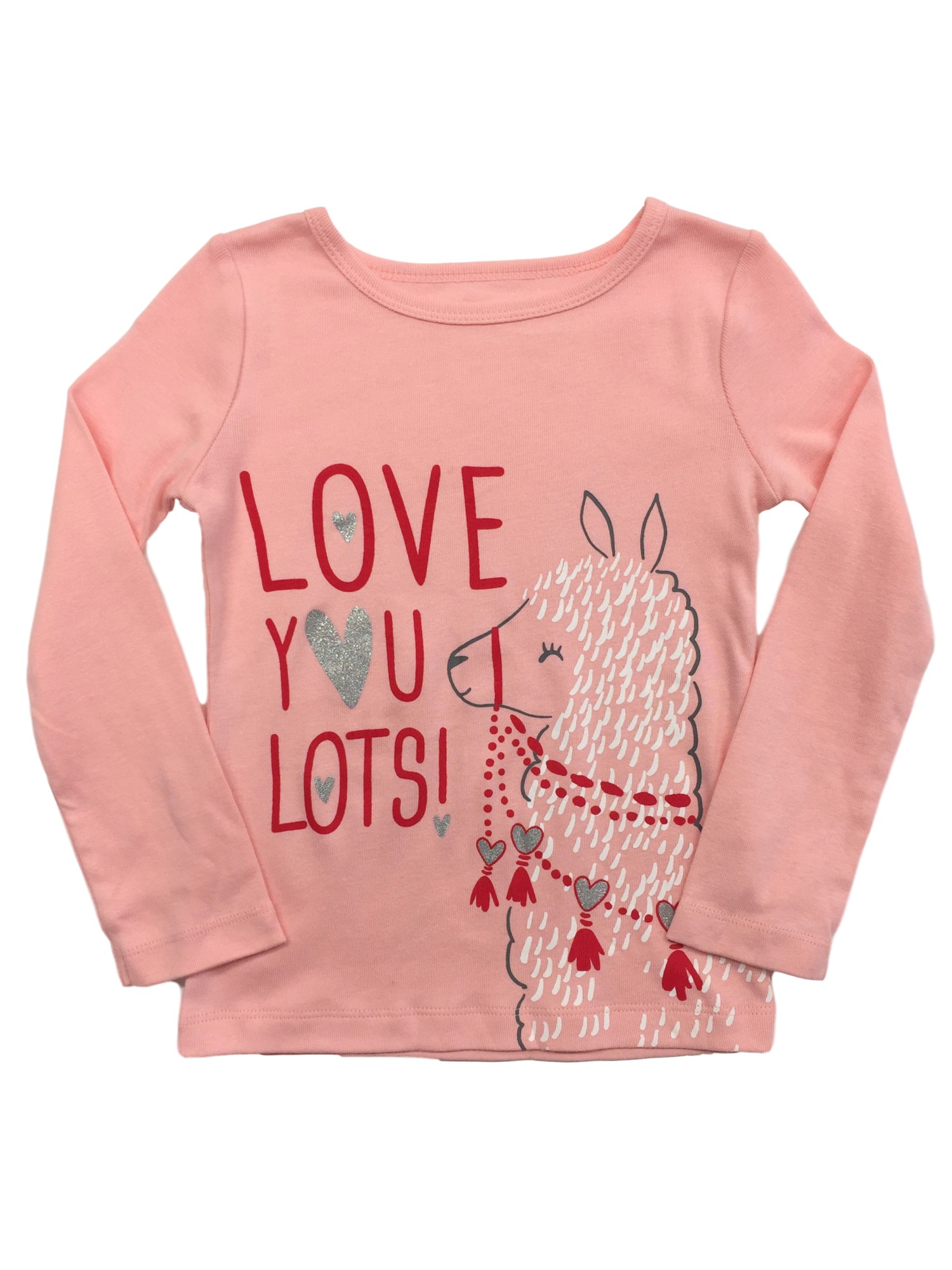 Carter's Carters Infant Toddler Girls Pink Love You Lots Llama Valentine's Day Shirt