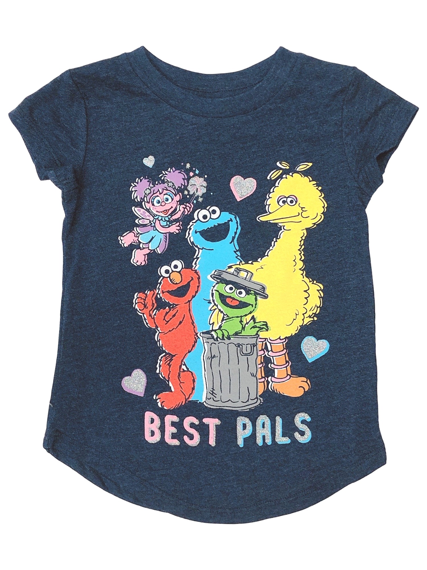 Jumping Beans Toddler Girls Blue Sparkle Best Pals Elmo Big Bird Tee Shirt