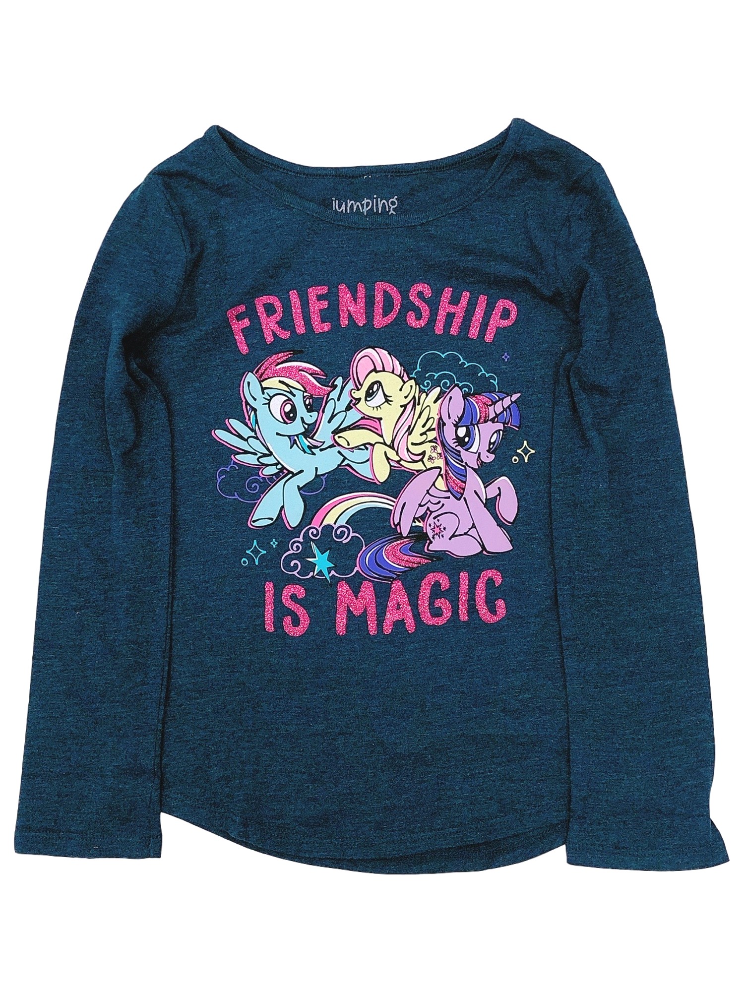 My Little Pony Jumping Beans My Little Pony Girls Blue Glitter Friendship Is Magic T-Shirt