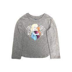 Disney Frozen Girls Gray Long Sleeve Elsa & Anna Heart T-Shirt Shirt