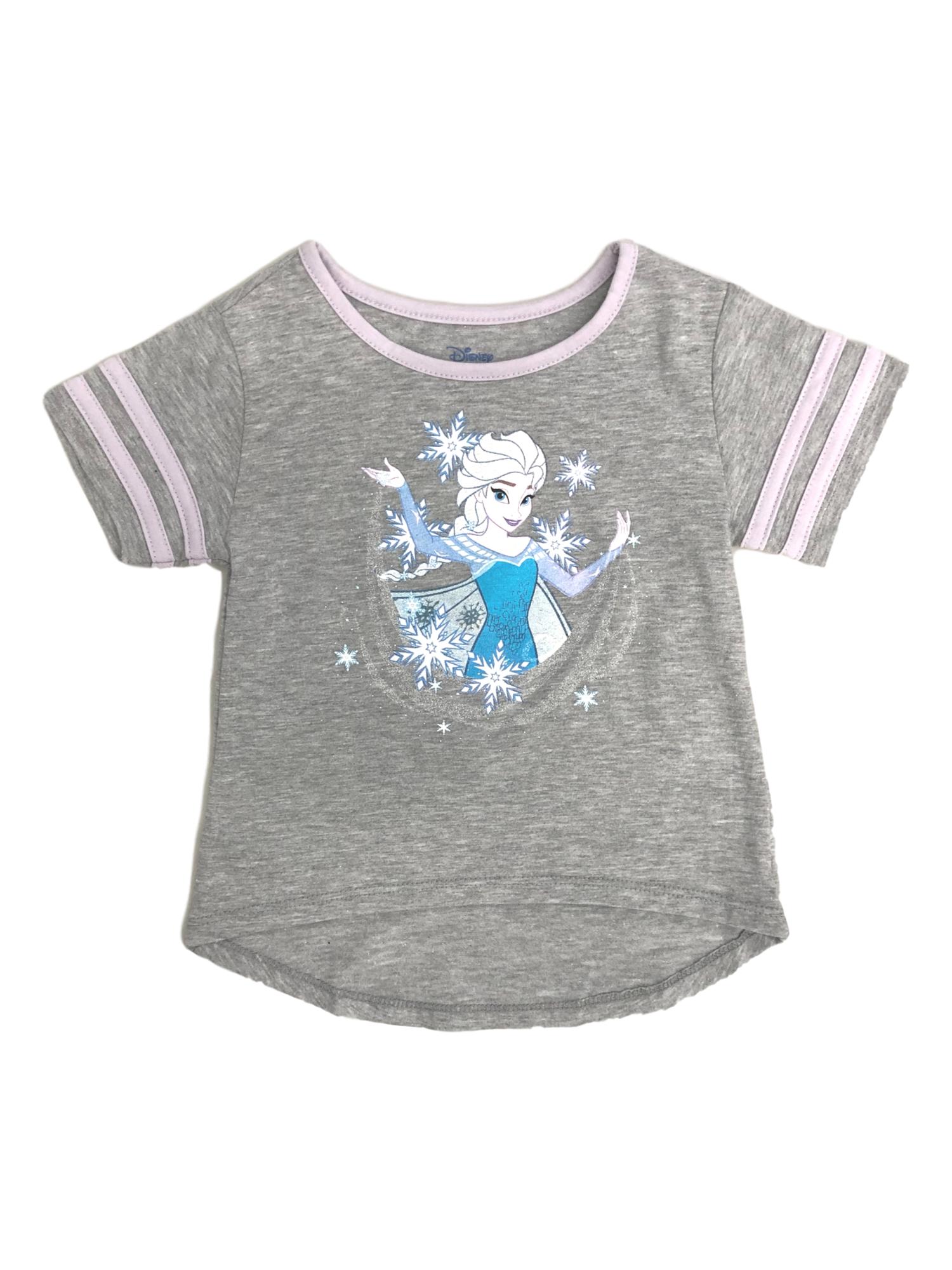Disney Frozen Girls Gray & Purple Elsa Snowflake T-Shirt Shirt