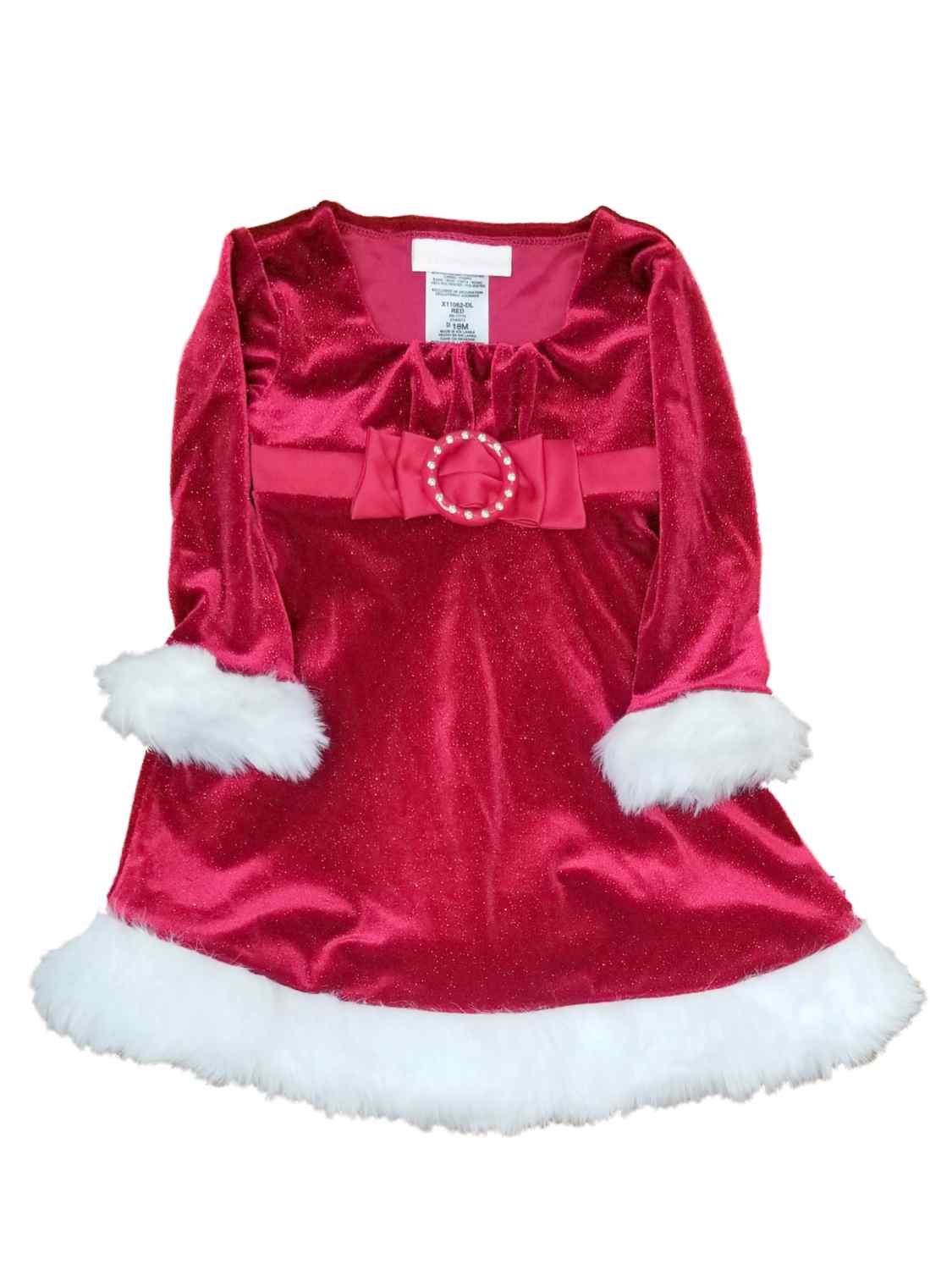 Bonnie Baby Infant Baby Girls Red Santa Rhinestone Christmas Holiday Fancy Party Dress