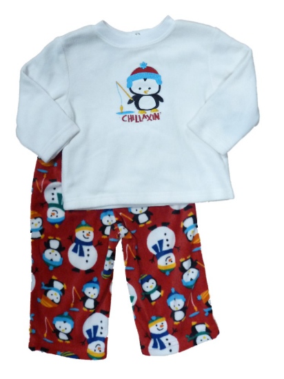 Joe Boxer Chillaxin Infant Toddler Boys Fleece Sleepwear Set Penguin Pajamas