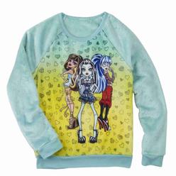Monster High Girls Minky Mint Green Frankie Stein Pullover Sweatshirt Shirt