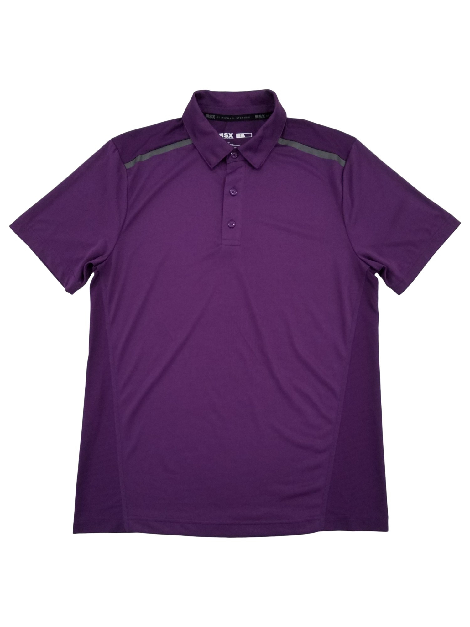 MSX By Michael Strahan Mens Acai Purple Performance Jersey Polo Shirt Small