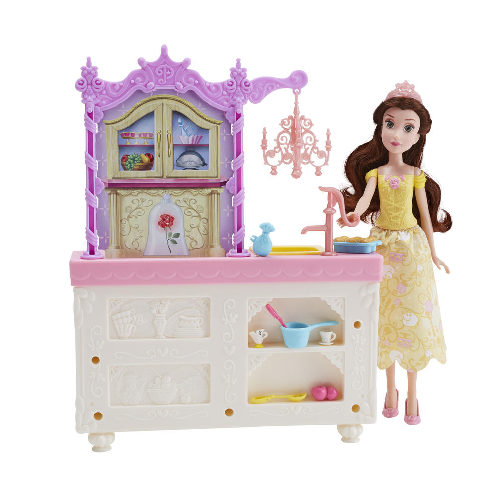 Disney Princess Belle's Royal Kitchen & Fashion Doll Playset with 13 Accessories