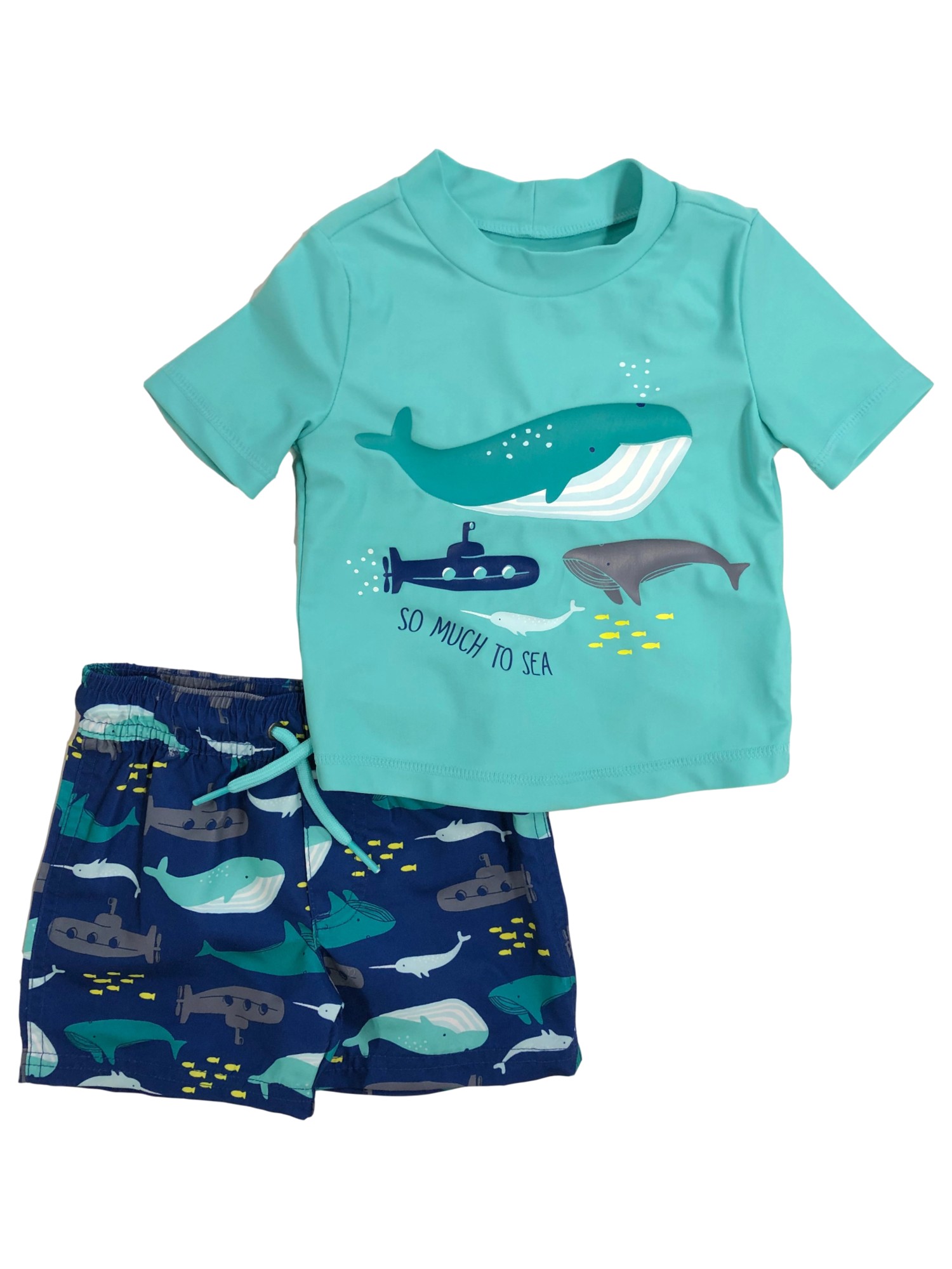 Carter's Carters Infant & Toddler Boys Blue Whale Rash Guard Shirt & Swim Trunks Set