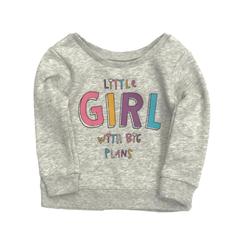 GARANIMALS Infant Girls Gray Little Girl With Big Plans Baby Sweatshirt Sweat Shirt