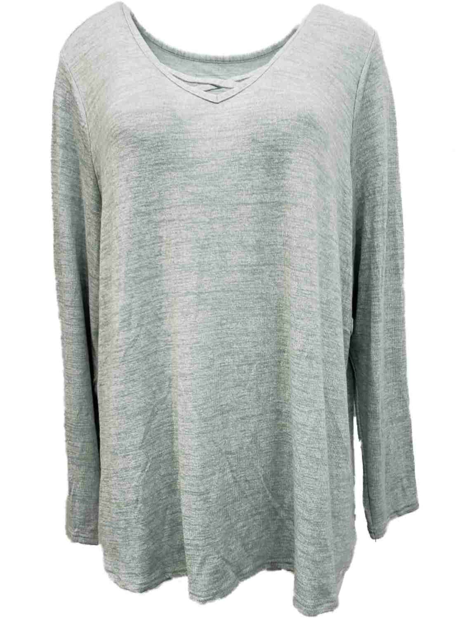 Sonoma Womens Plus Light Seafoam Green Soft Long Sleeve Lightweight Sweater Shirt