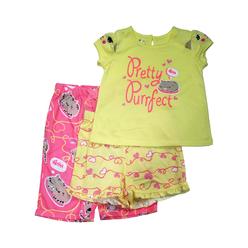 Joe Boxer Infant & Toddler Girls Pretty Purrfect Cat Heart 3 Pc Pajama PJ Set
