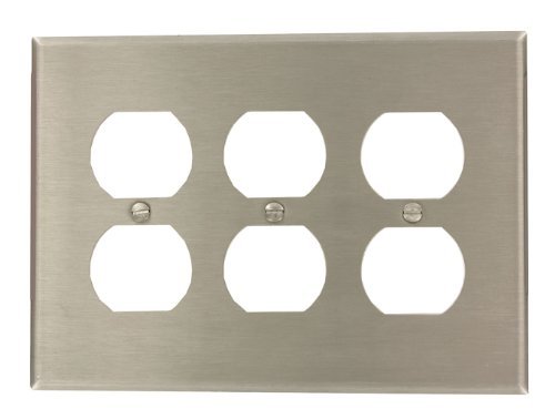 Leviton Stainless LARGE 3-Gang Wallplate Outlet Cover