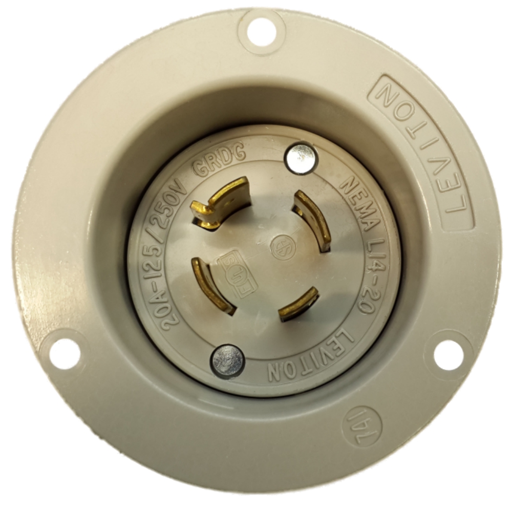 Leviton Gray L14-20R Locking Flanged Inlet Turn Twist Plug 20A 125/250V 2415-GY