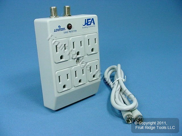 Leviton 6-Outlet SURGE Protector Receptacle Adapter w/CATV 4400-PC