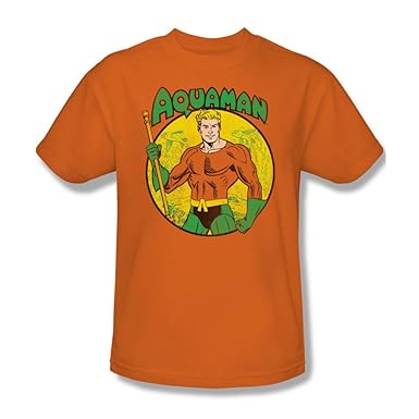 Aquaman Circle Image Orange Adult T-Shirt Tee