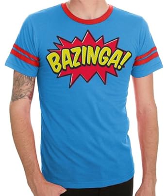 The Big Bang Theory Comic Book Type Striped Sleeves Blue Adult T-Shirt Tee