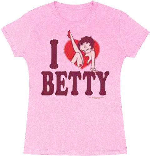 Betty Boop I Heart Love Betty Pink Juniors T-Shirt Tee