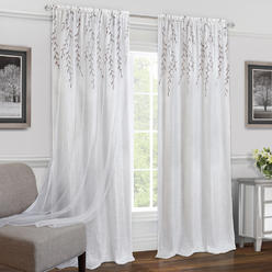 Achim Home Furnishing: Willow White Floral Transitional Window Curtain Panel