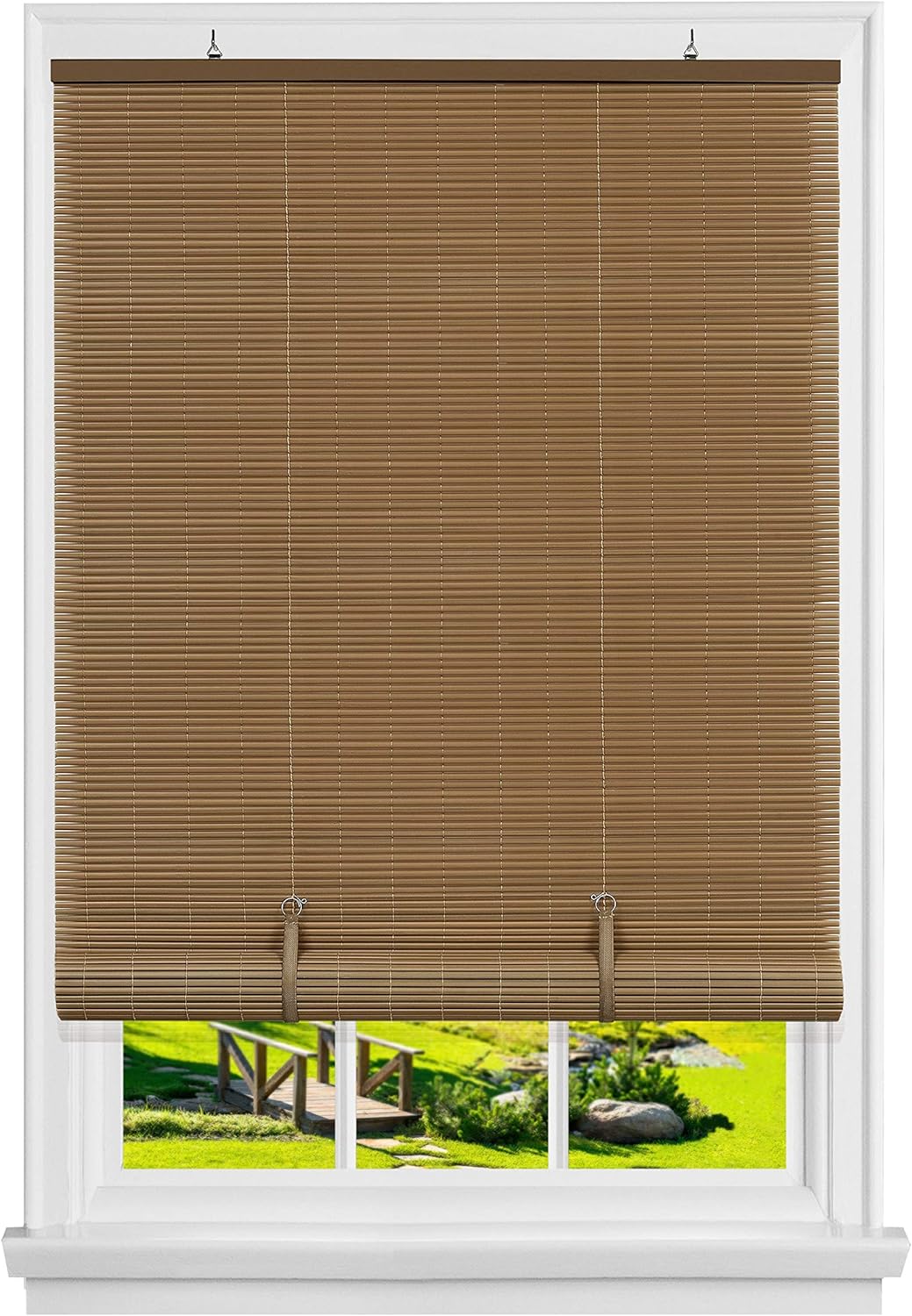LIVE LIFE PRODUCTS Eclipse Cordless Vinyl Roll-Up Blind 48x72 - Woodtone