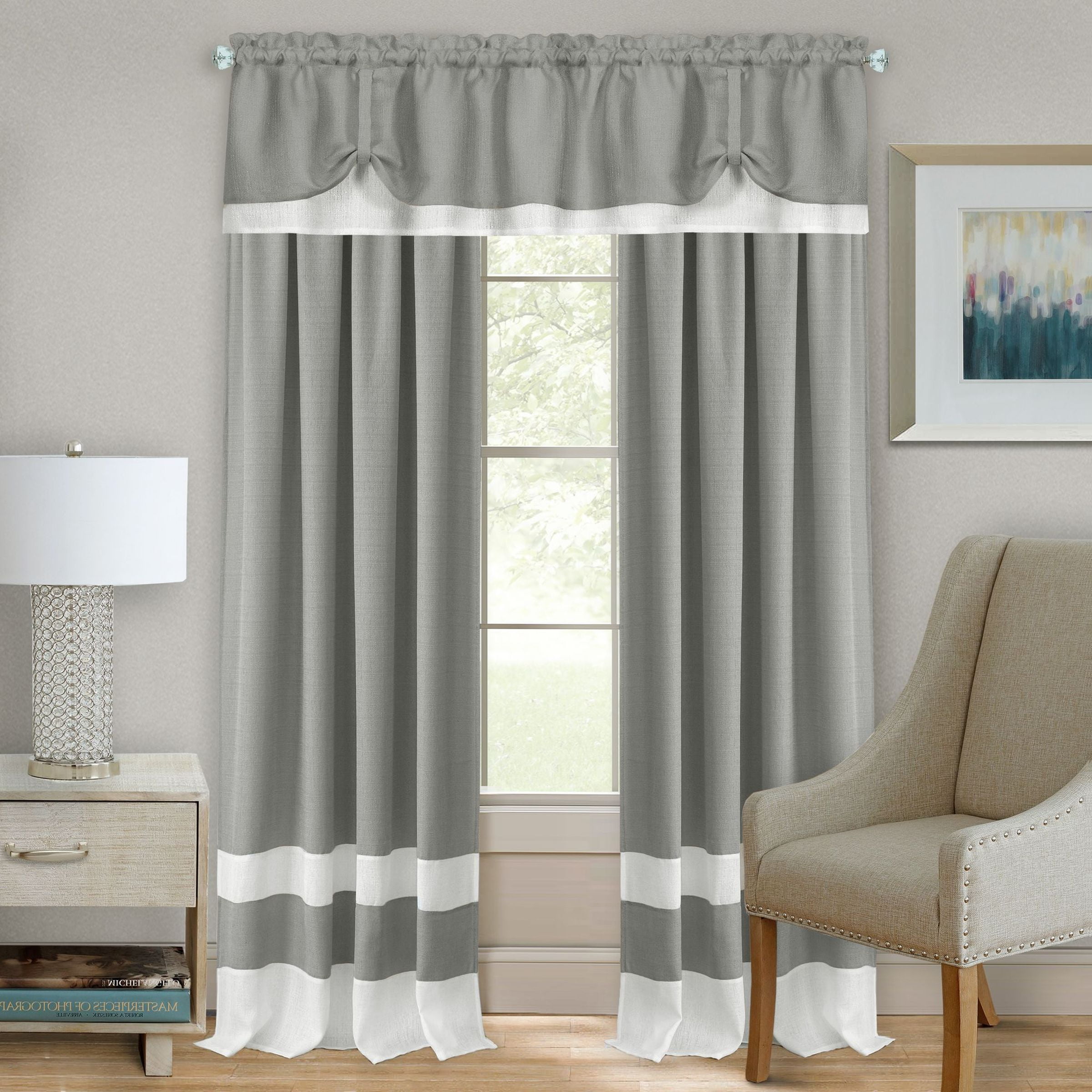 LIVE LIFE Mackenzie Rod Pocket Window Curtain Panel - 52x63 - Grey/White