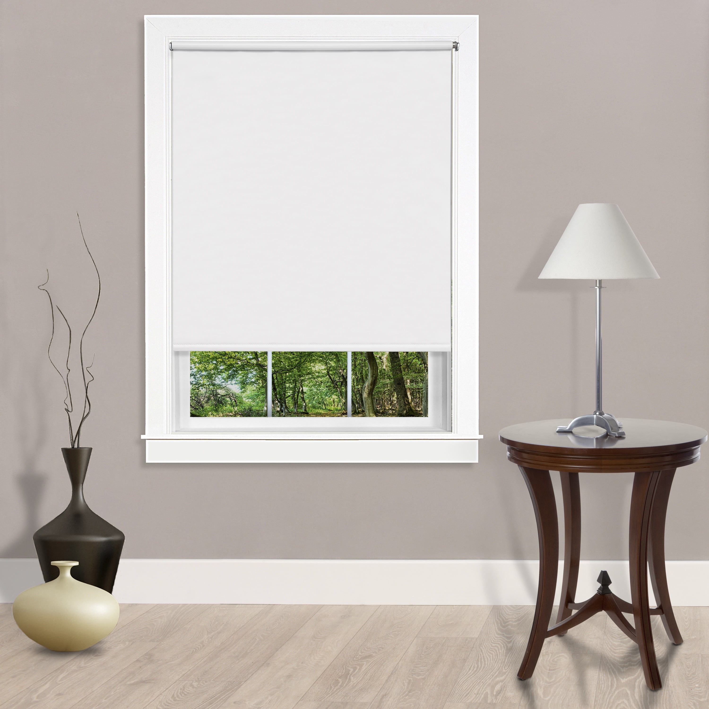 LIVE LIFE Pull Down Cordless Light Filtering Window Shade 37x72 White