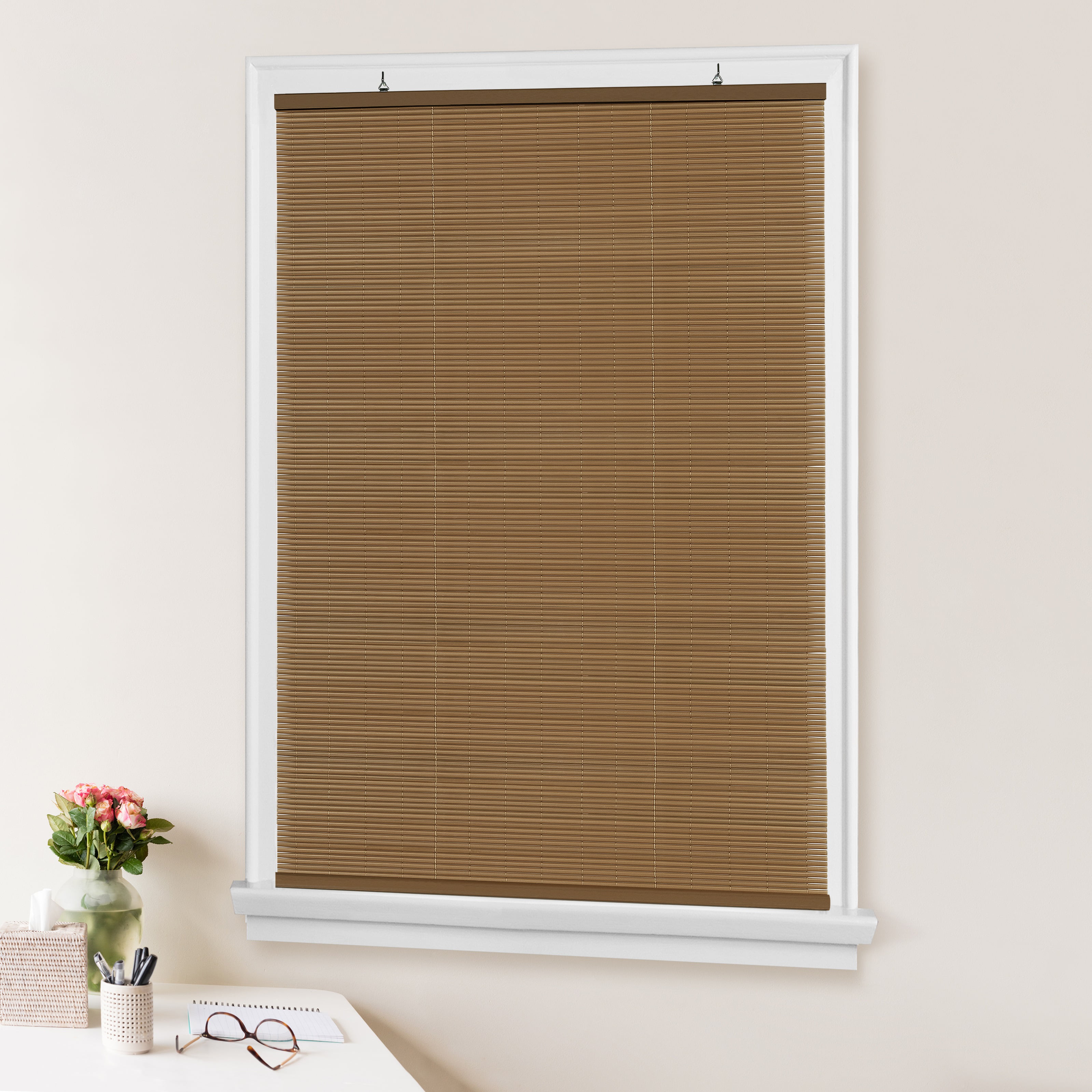 Royal Bath Simple Elegance by Ben&Jonah Cordless Eclipse Collection Vinyl Roll-Up Blind 36"L x 72"W - Woodtone