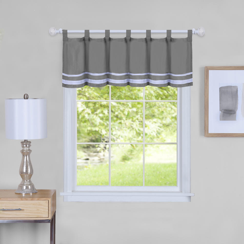 Achim 3-Piece Window Kitchen Curtain Set Solid Striped Tier Panels and Tab Top Valance