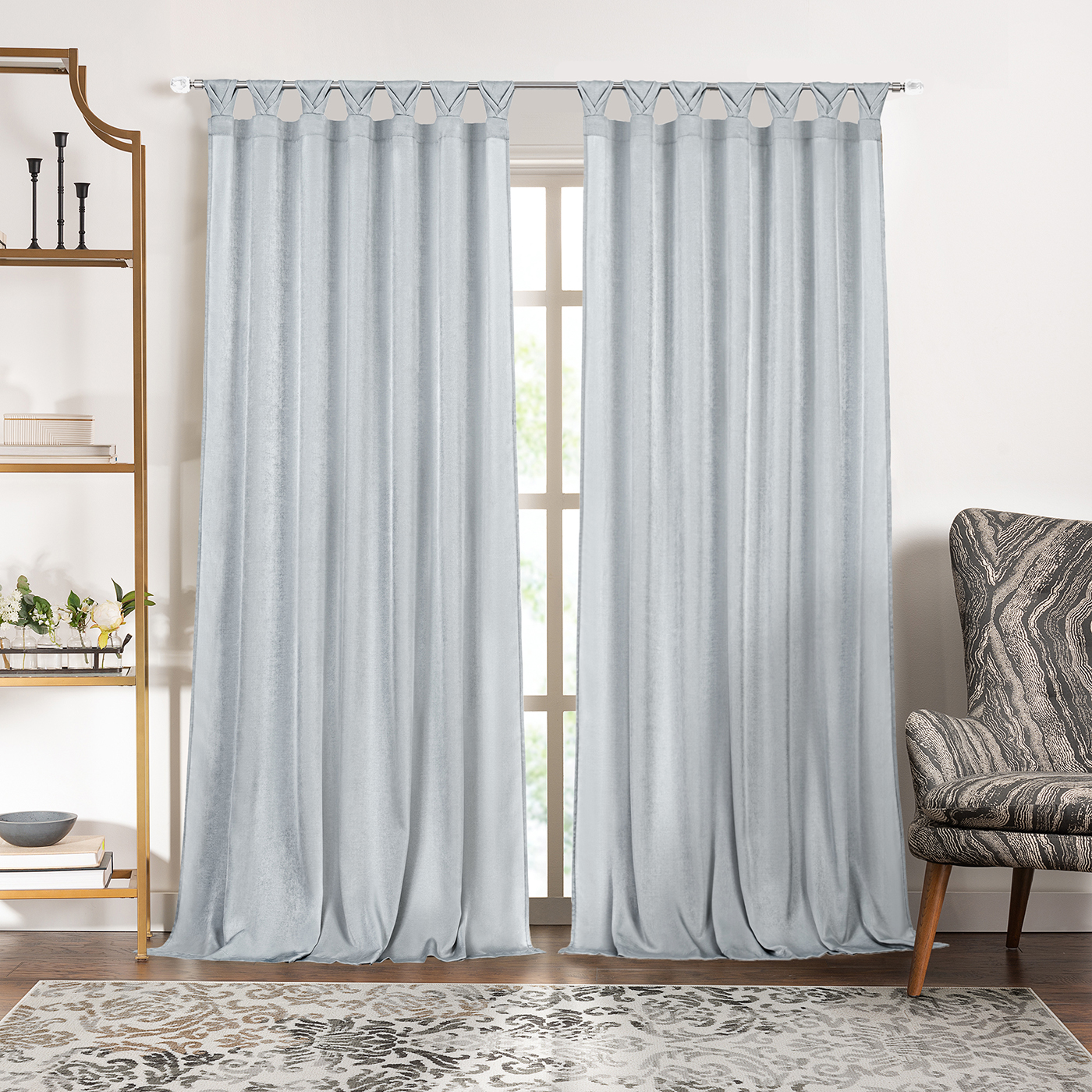 Achim Home Furnishing: Peri Window Curtain Panels with Tulip Tab Top, Silver